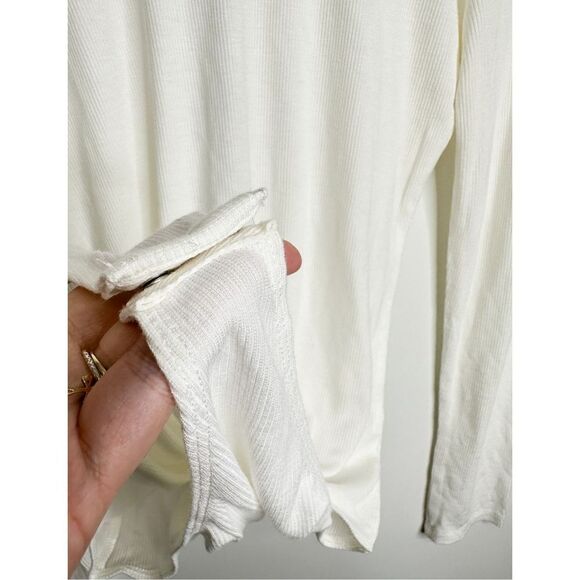 Socialite Bodysuit Lace Trim Womens Long Sleeve Ribbed Ivory White Size XL NWT - Picture 6 of 8